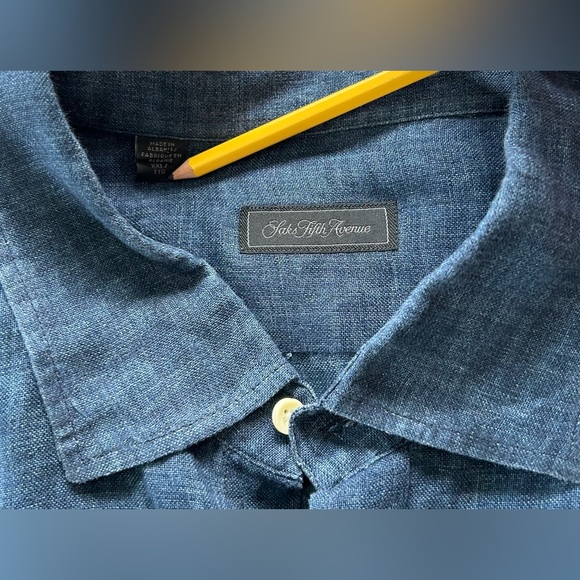 Saks Fifth Avenue COLLECTION Linen Button Down Shirt, XXL - Picture 3 of 4